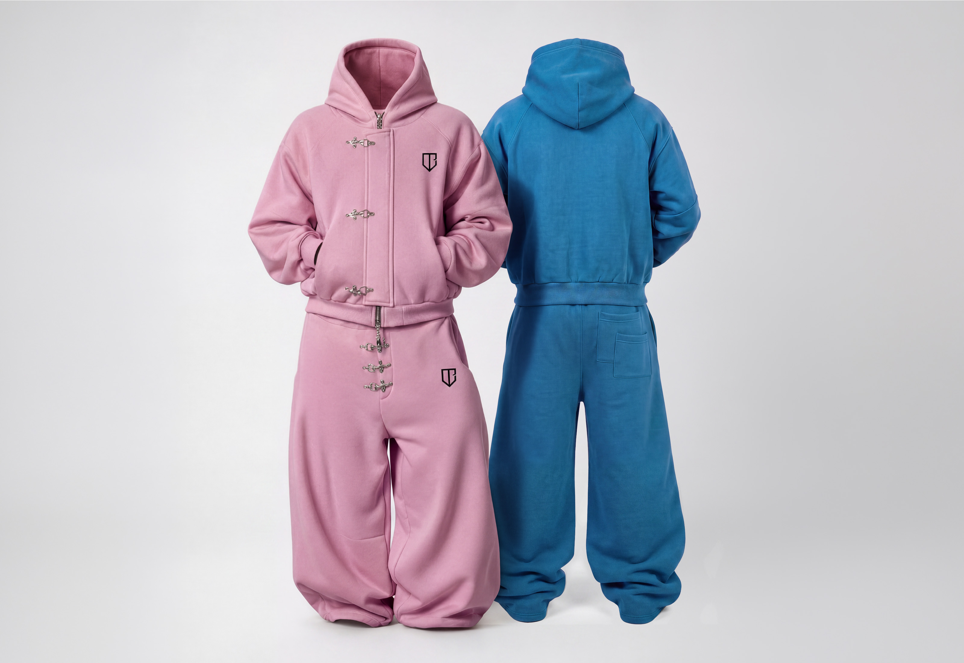 Hoodire and Joggers Pink and Navy blue Premium Oversized Hoodie & Jogger Sweatsuit Set